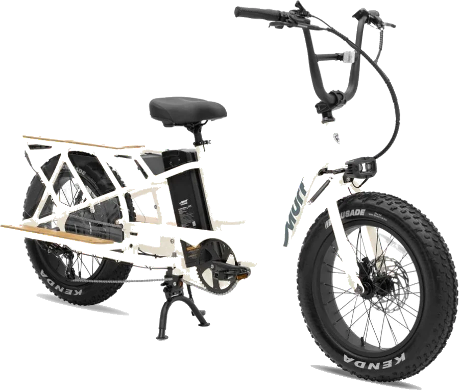 Murf Higgs E-Cargo with rear rack, three-quarter view