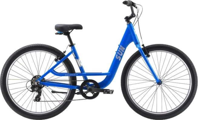 Blue step-through comfort hybrid
